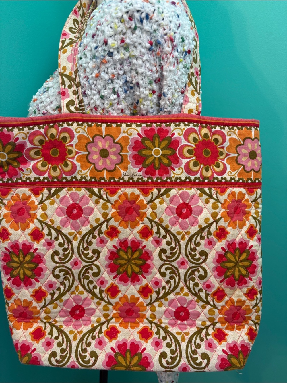 Vera Bradley Retired Folkloric pattern Quilted Floral Tote - Picture 7 of 11